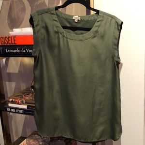 J. Crew Olive Green Drapey Sleeveless Blouse